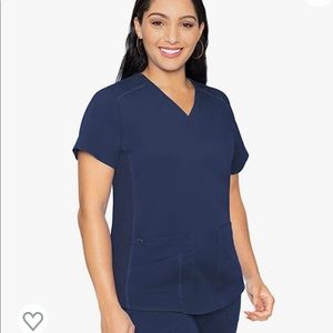 Med Couture Touch Navy Shirt tail scrub top